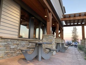 Seating outside diner